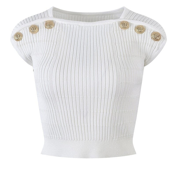 The Lilo Sleeveless Knitted Shirt - Multiple Colors 0 SA Styles White S 