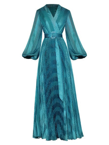 The Sydney Long Sleeve Pleated Dresses - Multiple Colors 0 SA Styles Blue S 