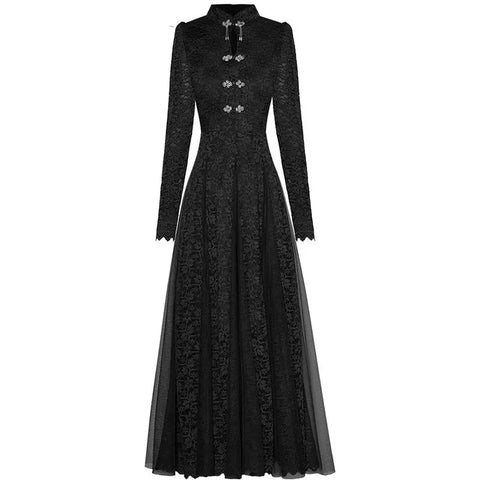 The Marguerite Long Sleeve Patchwork Dress - Multiple Colors SA Formal Black S 