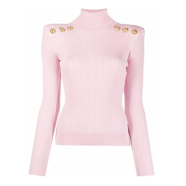 The Leander Long Sleeve Knitted Turtleneck - Multiple Colors 0 SA Styles Pink S 