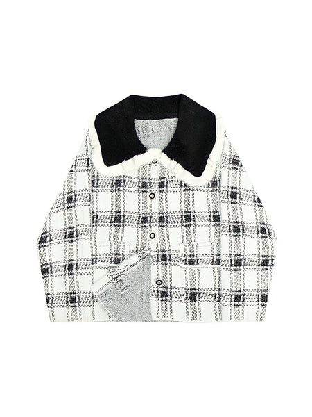 The Betsy Long Sleeve Plaid Winter Coat - Multiple Colors 0 SA Styles White S 