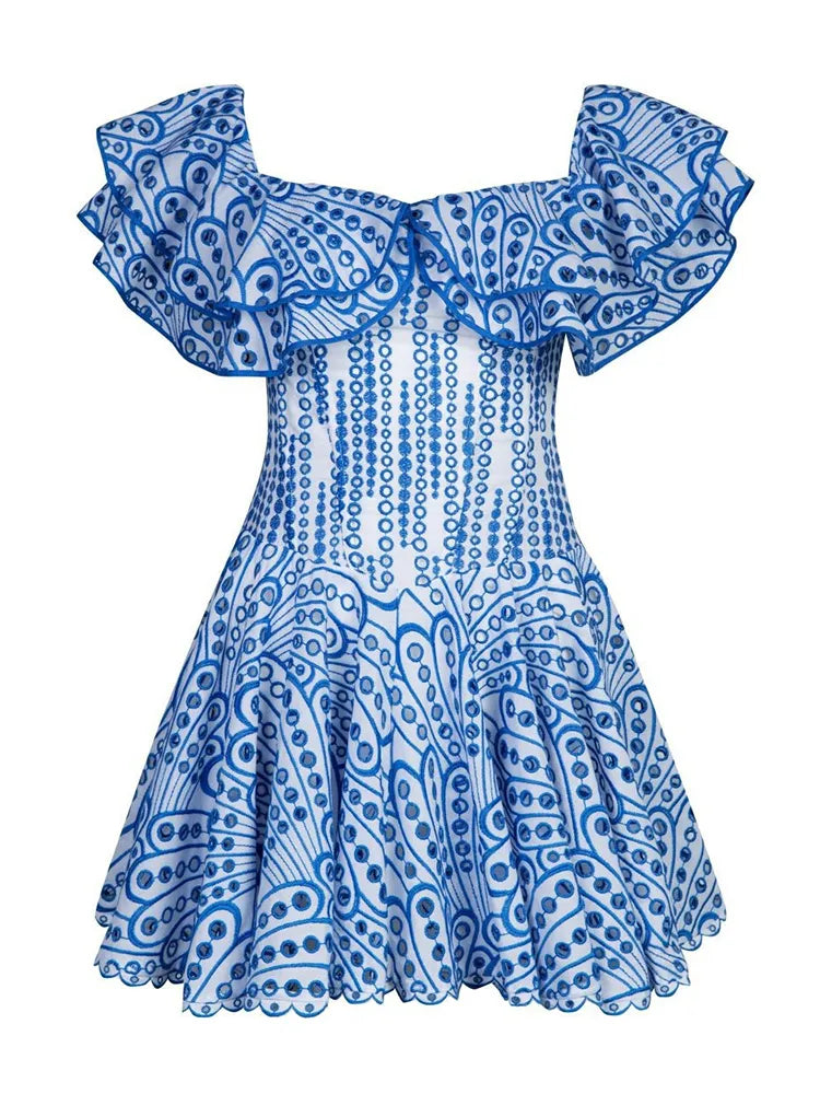 The Aria Alpine Short Sleeve High Waist Mini Dress - Multiple Colors SA Formal Blue S 