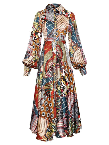 The Mosaic Long Sleeve Dress MoaaYina Official Store S 