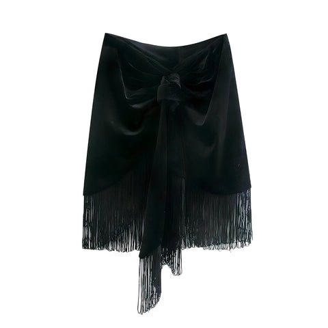 The Savannah Tassel Mini Skirt - Black Sarah Ashley S 