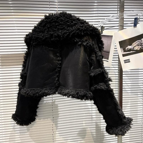 Women's Cropped Faux Fur Jacket  High-end Vegan Fur Bomber Coat – Alice  Walk