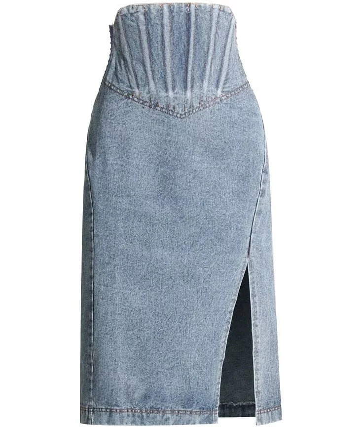 The Shelby High Waist Denim Skirt 0 SA Styles S 