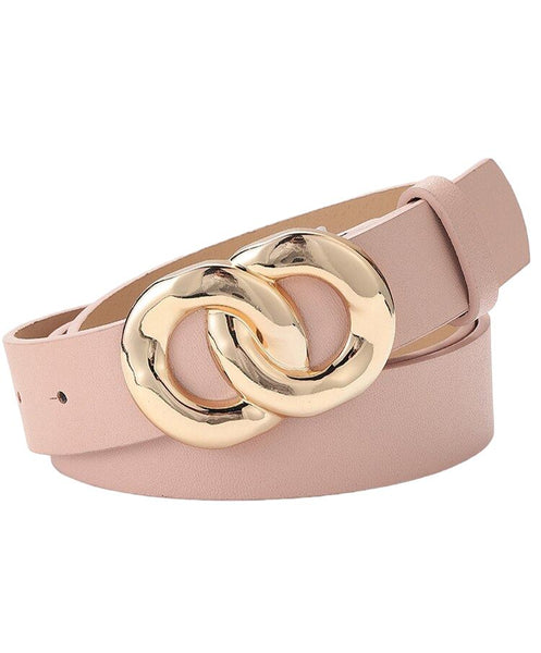 Women Belts Soft Faux Leather Double Ring Buckle Waistband 2022 New Vintage Decorative Casual All-Match Jeans Ladies Belts 0 SA Styles Pink 105CM 