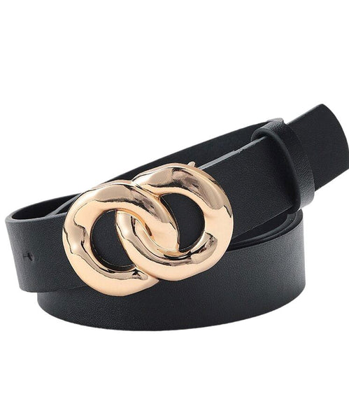 Women Belts Soft Faux Leather Double Ring Buckle Waistband 2022 New Vintage Decorative Casual All-Match Jeans Ladies Belts 0 SA Styles Black 105CM 